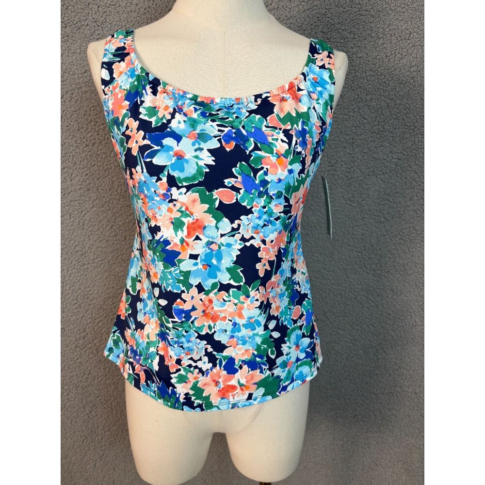 Shape Solver Penbrooke Women's Floral Print Tankini Top Mastectomy Multi 10 NWTs